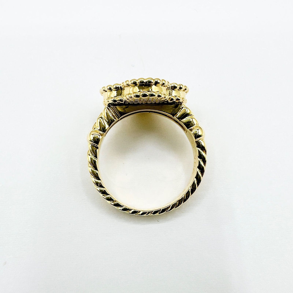 Van Cleef & Arpels Vintage Alhambra Onyx Diamond Yellow Gold Ring — view 5