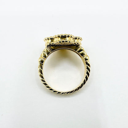 Van Cleef & Arpels Vintage Alhambra Onyx Diamond Yellow Gold Ring — view 5