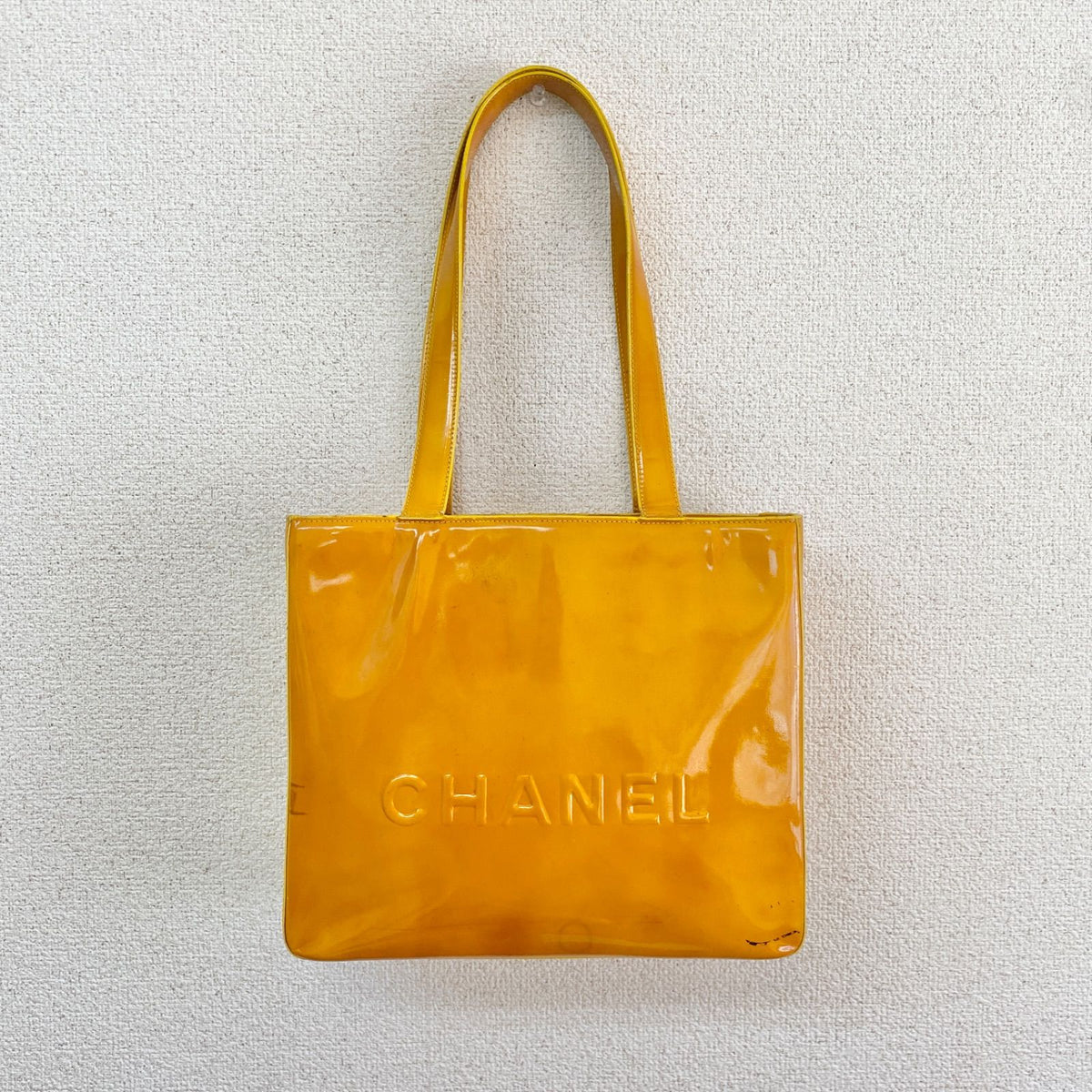 Chanel Tote Bag Vintage Patent Yellow