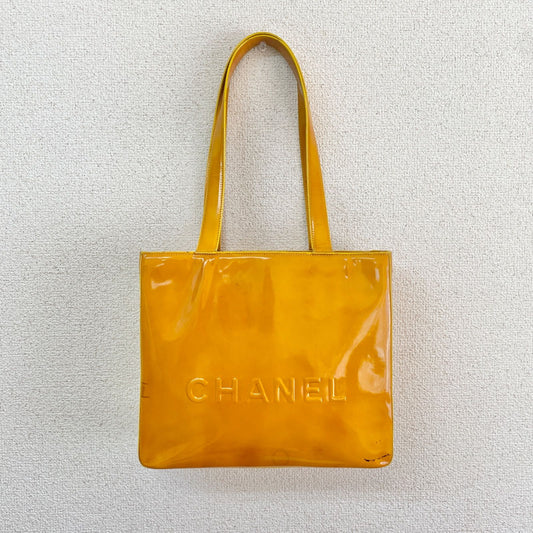 Chanel Tote Bag Vintage Patent Yellow