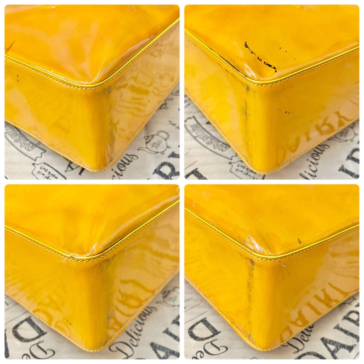 Chanel Tote Bag Vintage Patent Yellow — view 6