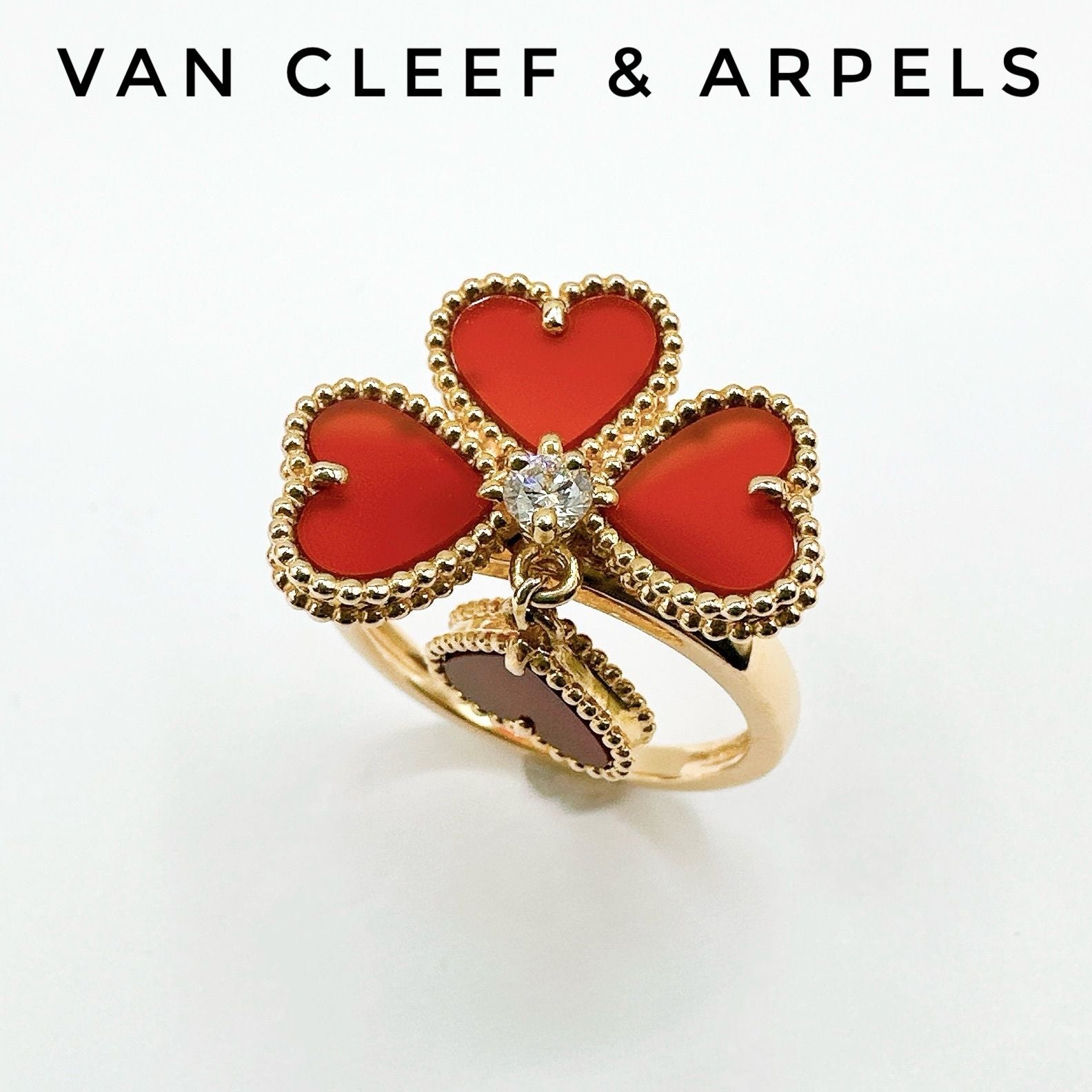 Van Cleef & Arpels Sweet Alhambra Fyage Carnelian Diamond Yellow Gold Ring