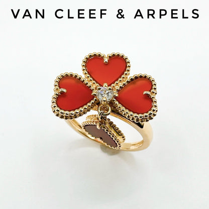 Van Cleef & Arpels Sweet Alhambra Fyage Carnelian Diamond Yellow Gold Ring