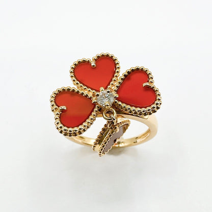 Van Cleef & Arpels Sweet Alhambra Fyage Carnelian Diamond Yellow Gold Ring — view 2