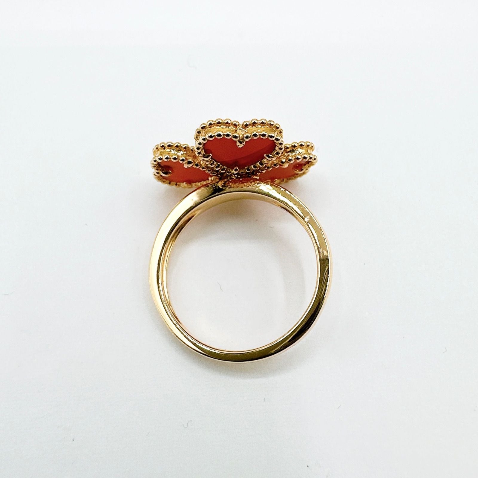 Van Cleef & Arpels Sweet Alhambra Fyage Carnelian Diamond Yellow Gold Ring — view 6