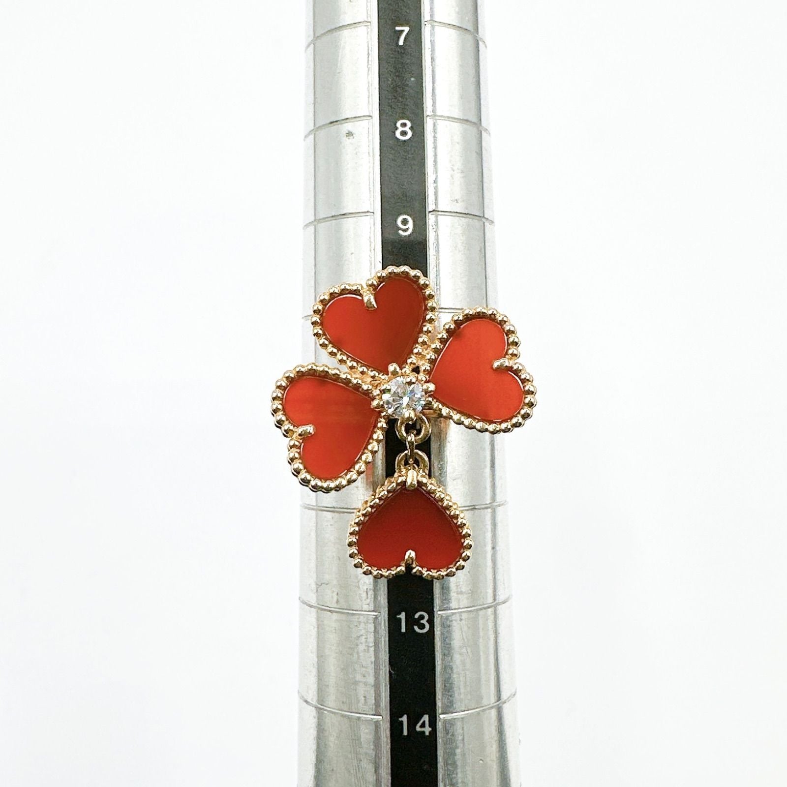 Van Cleef & Arpels Sweet Alhambra Fyage Carnelian Diamond Yellow Gold Ring — view 7