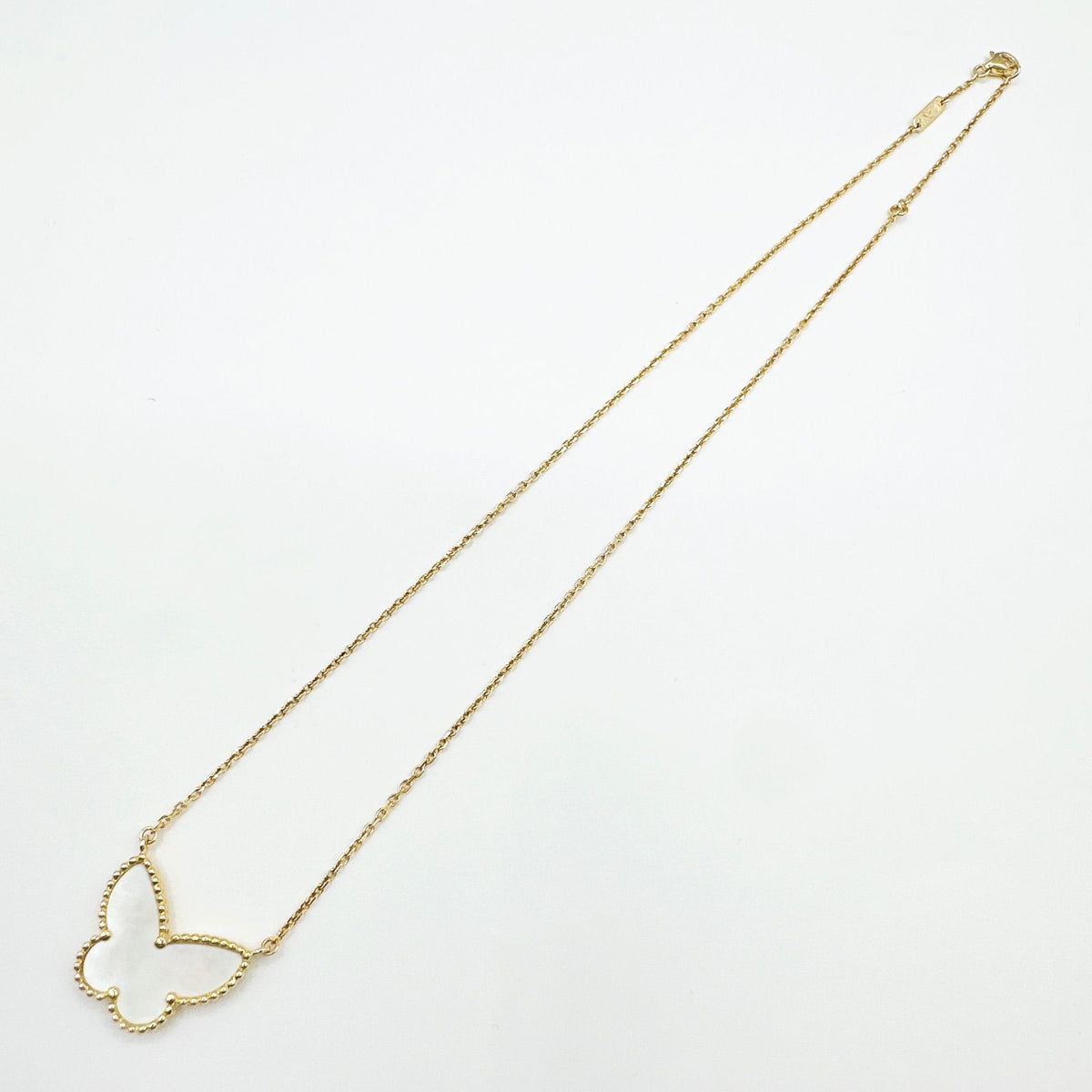 Van Cleef & Arpels Lucky Alhambra Papillon Mother of Pearl Yellow Gold Necklace — view 4