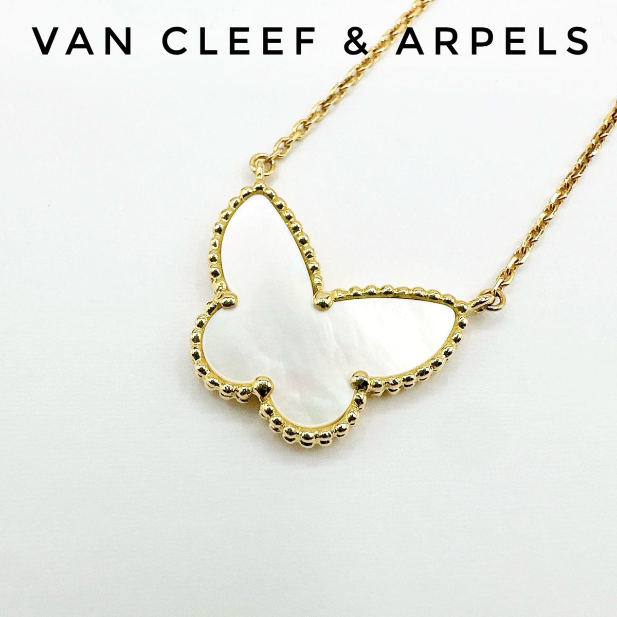 Van Cleef & Arpels Lucky Alhambra Papillon Mother of Pearl Yellow Gold Necklace