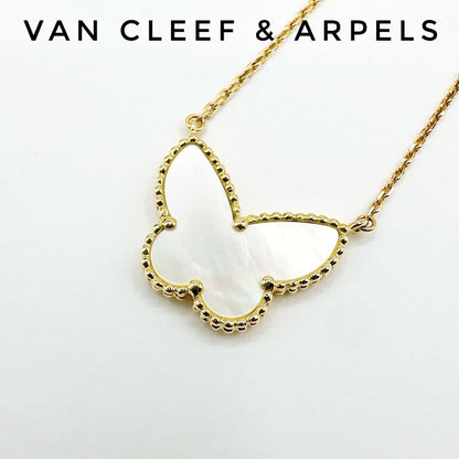 Van Cleef & Arpels Lucky Alhambra Papillon Mother of Pearl Yellow Gold Necklace