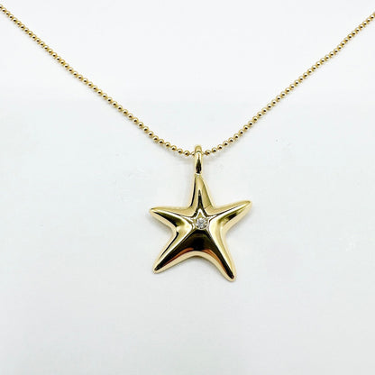 Tiffany & Co Star Fish Diamond Yellow Gold Necklace 39 — view 3