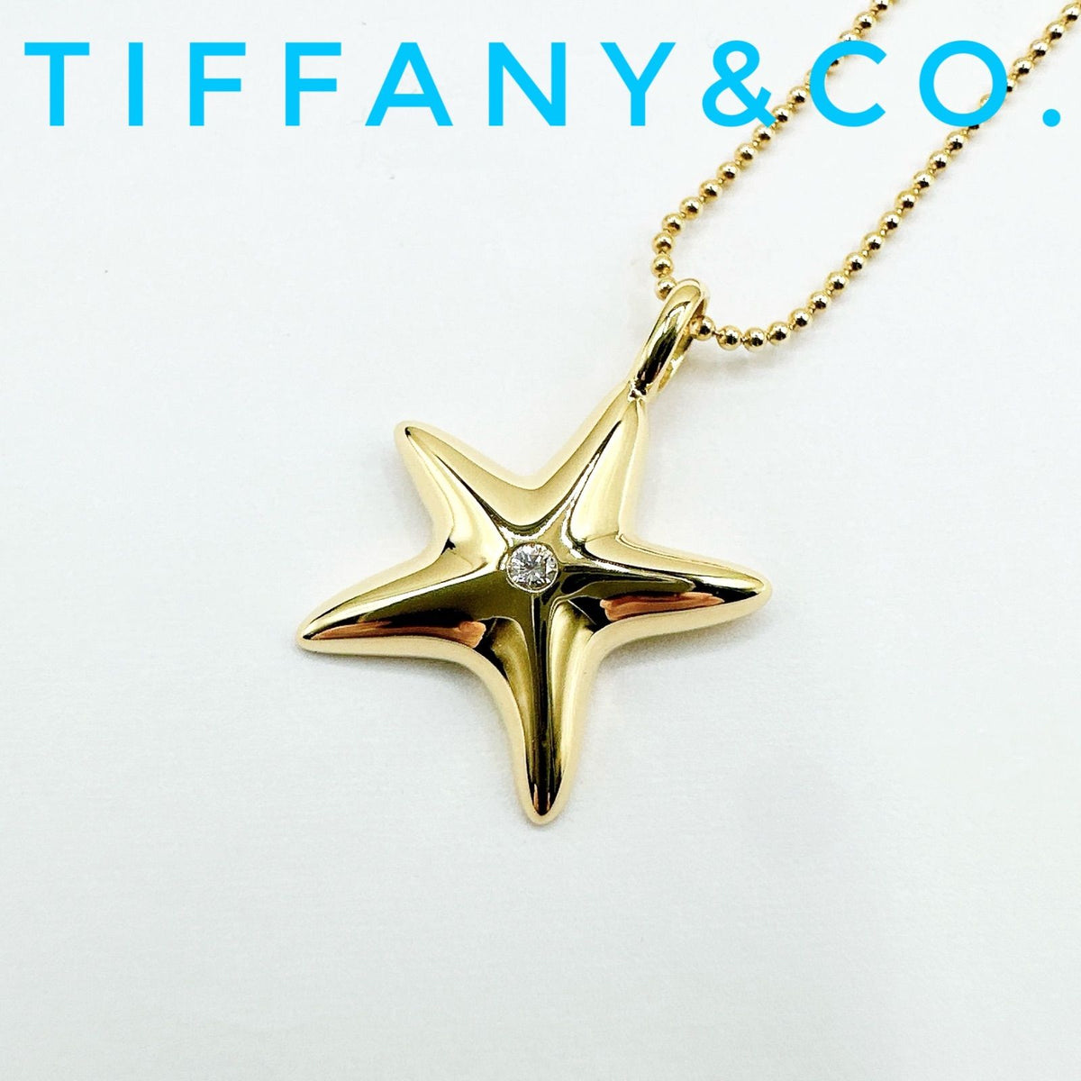 Tiffany & Co Star Fish Diamond Yellow Gold Necklace 39