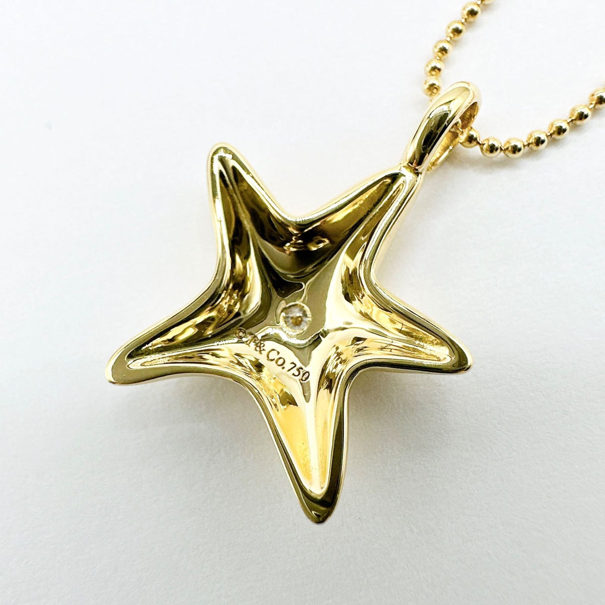 Tiffany & Co Star Fish Diamond Yellow Gold Necklace 39 — view 4