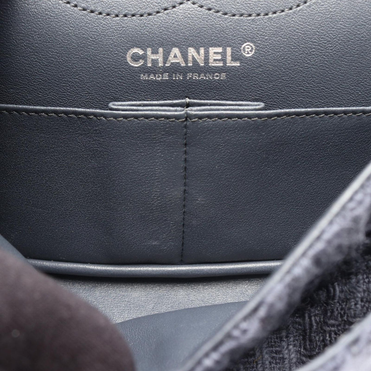Chanel Shoulder Bag 2.55 Quilted Mademoiselle Chain Gray Fabric Double Flap — view 7