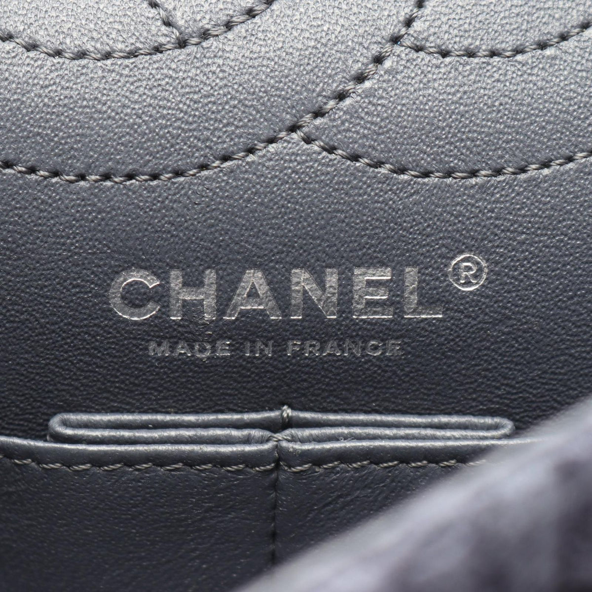 Chanel Shoulder Bag 2.55 Quilted Mademoiselle Chain Gray Fabric Double Flap — view 4