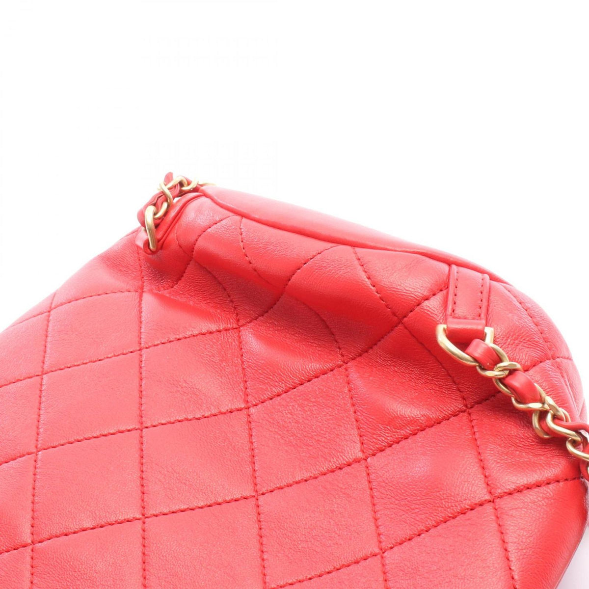 Chanel Backpack Quilted Loop Handle Red Skin Chain — view 6