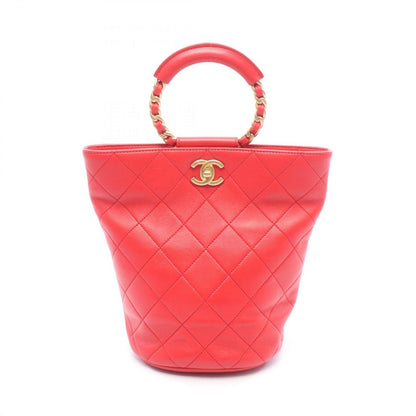 Chanel Backpack Quilted Loop Handle Red Skin Chain