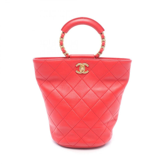Chanel Backpack Quilted Loop Handle Red Skin Chain