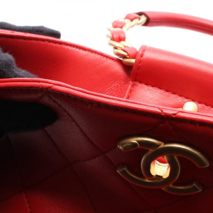Chanel Backpack Quilted Loop Handle Red Skin Chain — view 7