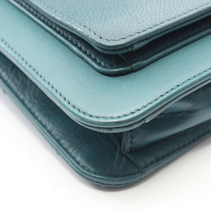 Chanel Shoulder Bag Quilted 2-Way Blue Green Leather — view 7