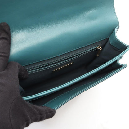 Chanel Shoulder Bag Quilted 2-Way Blue Green Leather — view 3