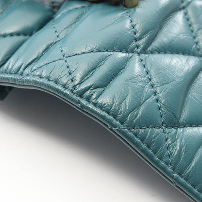Chanel Shoulder Bag Quilted 2-Way Blue Green Leather — view 8