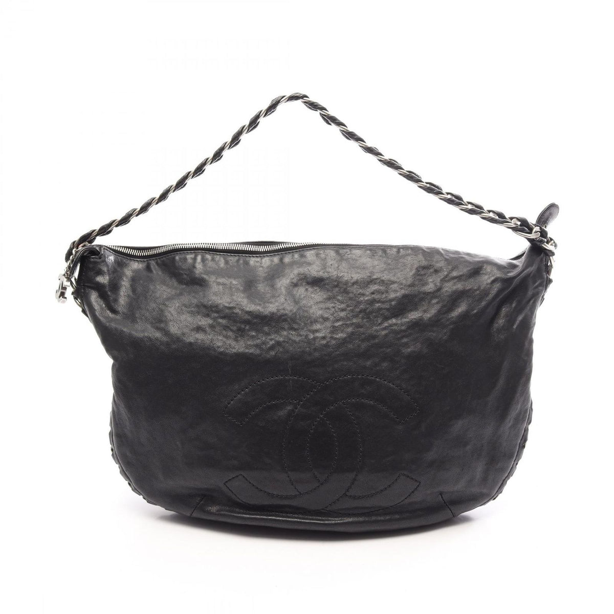 Chanel Shoulder Bag Hobo Black Leather