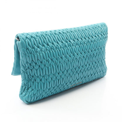 Miu Miu Shoulder Bag Nappa Crystal Materasse Turquoise Blue Leather — view 2