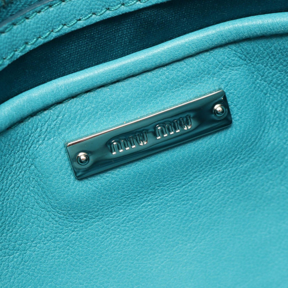 Miu Miu Shoulder Bag Nappa Crystal Materasse Turquoise Blue Leather — view 4