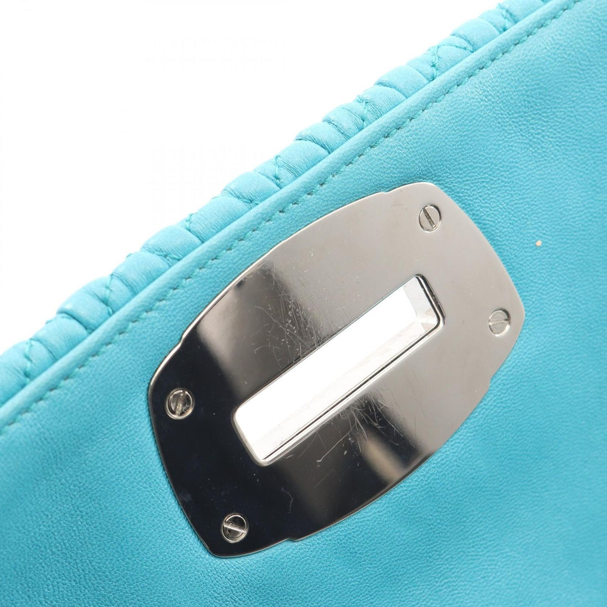 Miu Miu Shoulder Bag Nappa Crystal Materasse Turquoise Blue Leather — view 6