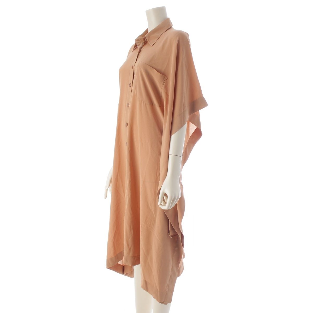 Hermes Silk Belted Oversized Kite Poncho Dress Nude Beige 42 — view 2