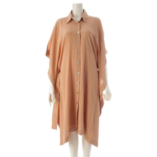 Hermes Silk Belted Oversized Kite Poncho Dress Nude Beige 42