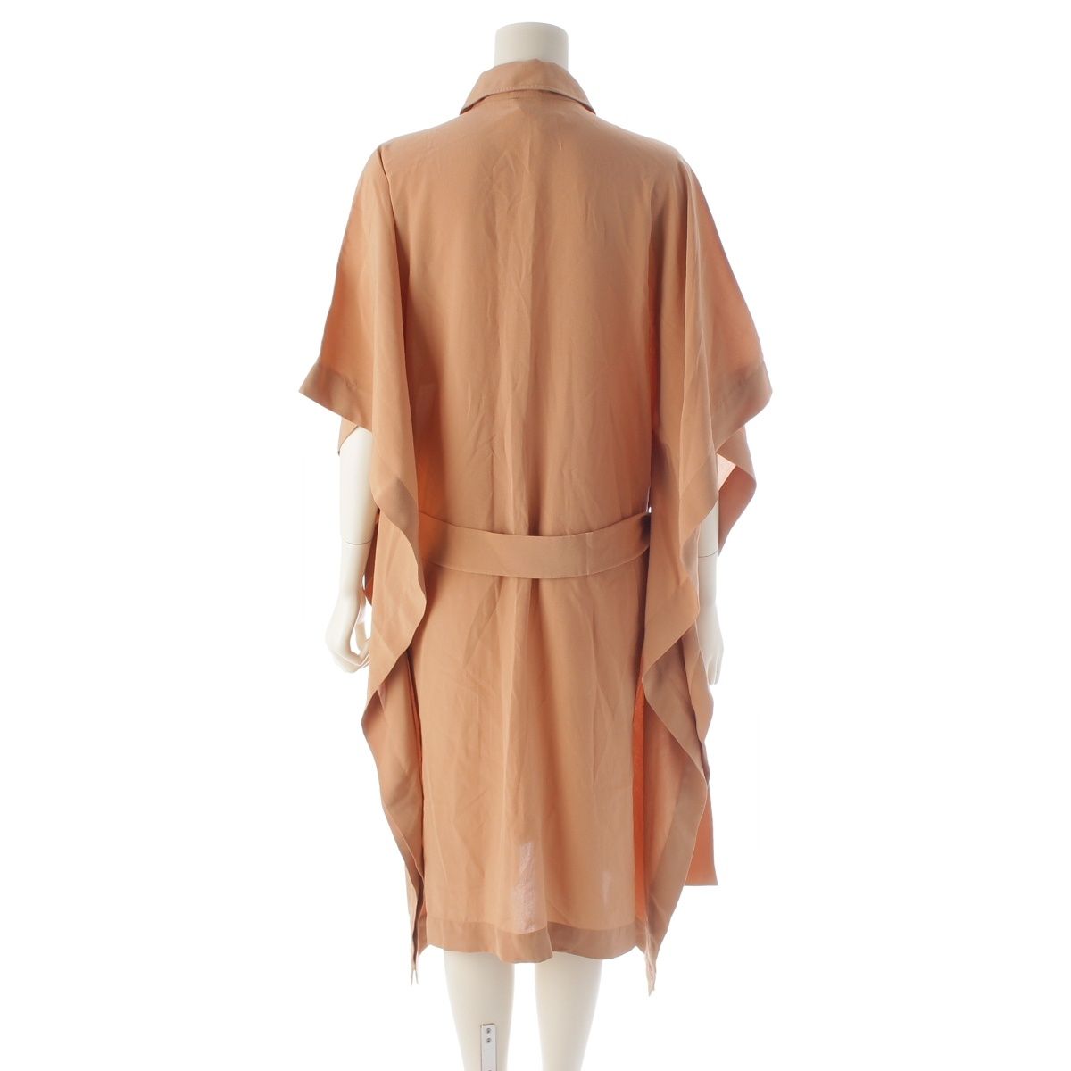 Hermes Silk Belted Oversized Kite Poncho Dress Nude Beige 42 — view 4