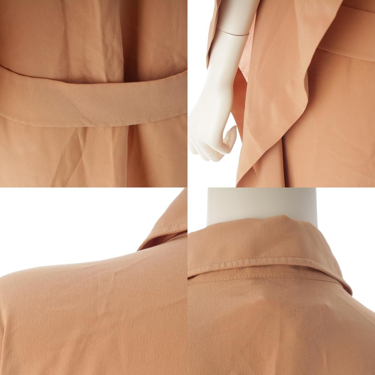 Hermes Silk Belted Oversized Kite Poncho Dress Nude Beige 42 — view 8