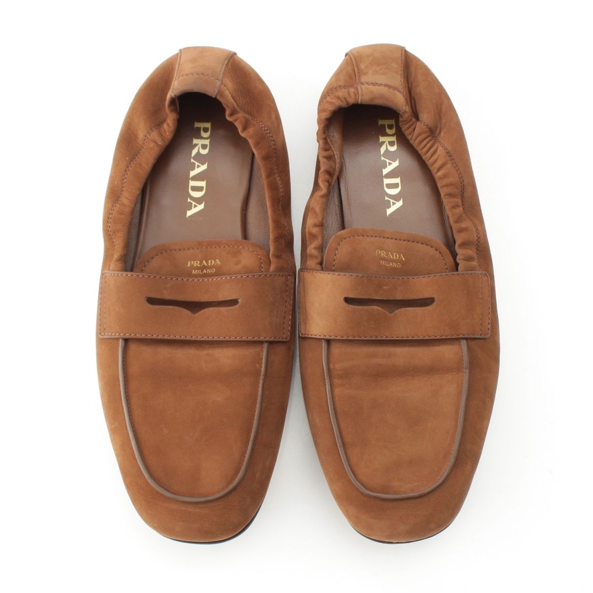 Prada Soft Nuba Leather Loafers Flat Shoes Cocoa Brown — view 2