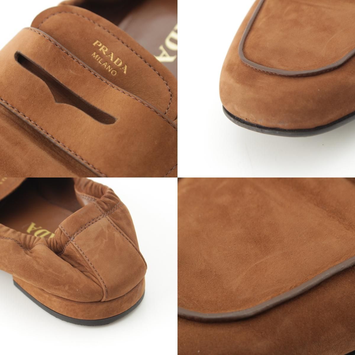 Prada Soft Nuba Leather Loafers Flat Shoes Cocoa Brown — view 8