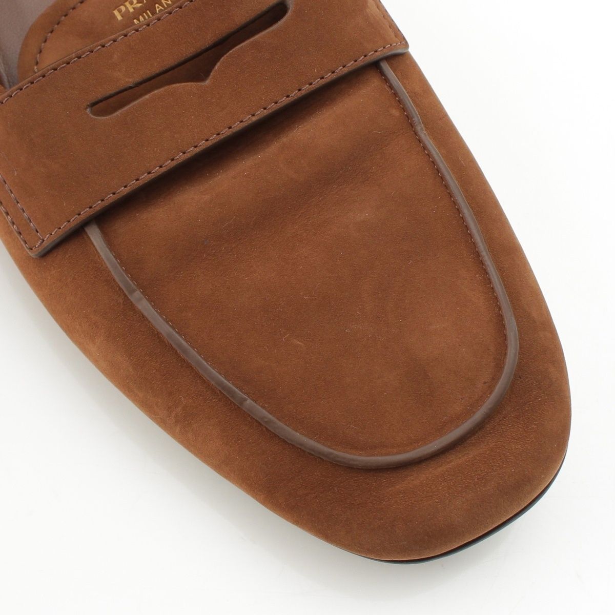 Prada Soft Nuba Leather Loafers Flat Shoes Cocoa Brown — view 6