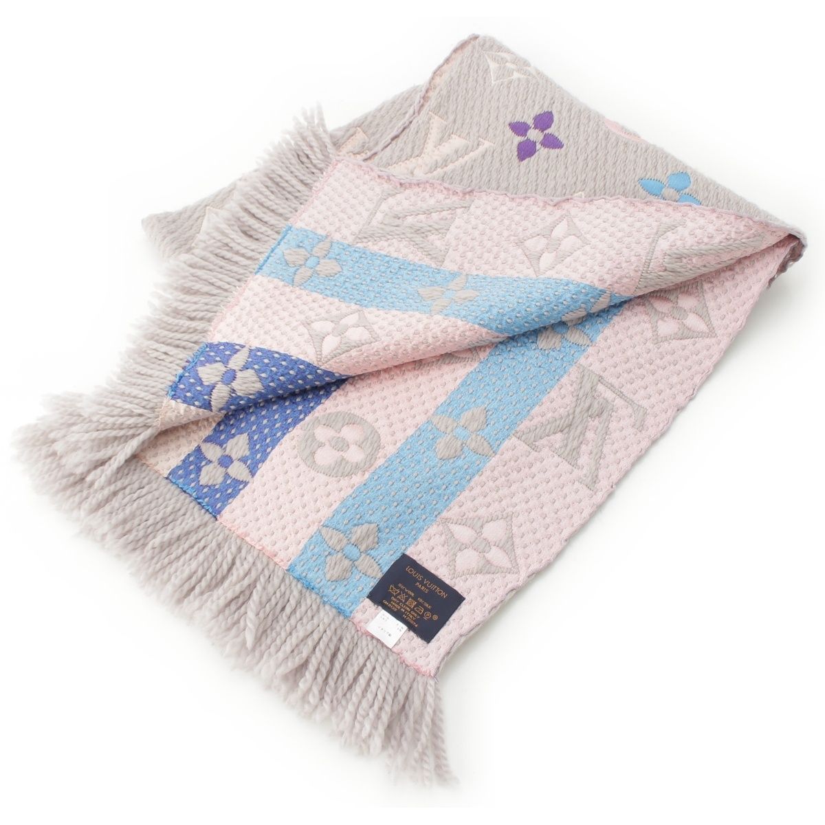 Louis Vuitton Wool Silk Echarpe Logomania Scarf Gray Multicolor — view 2