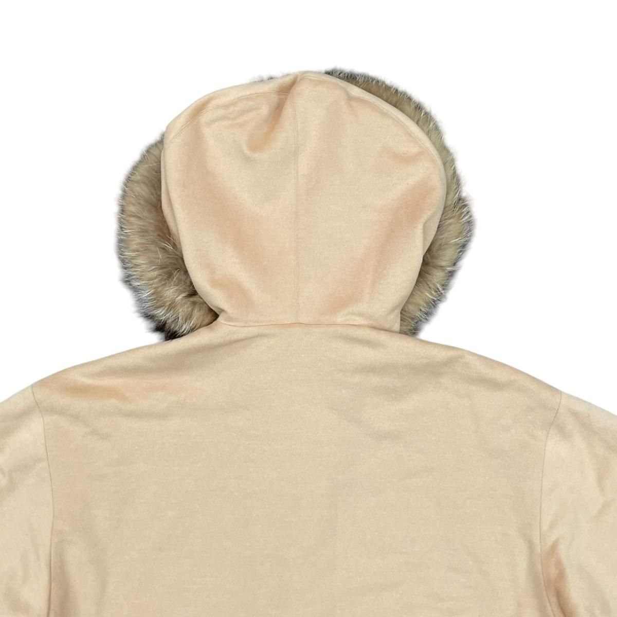 Dior Duffle Coat Fur Hood Logo Embroidery Beige Brown — view 5