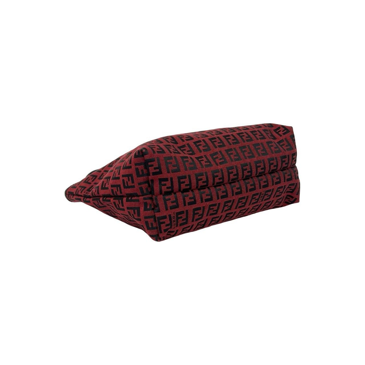 Fendi Almost Vintage Zucchino FF Pattern Canvas Leather Tote Bag Red Black — view 7