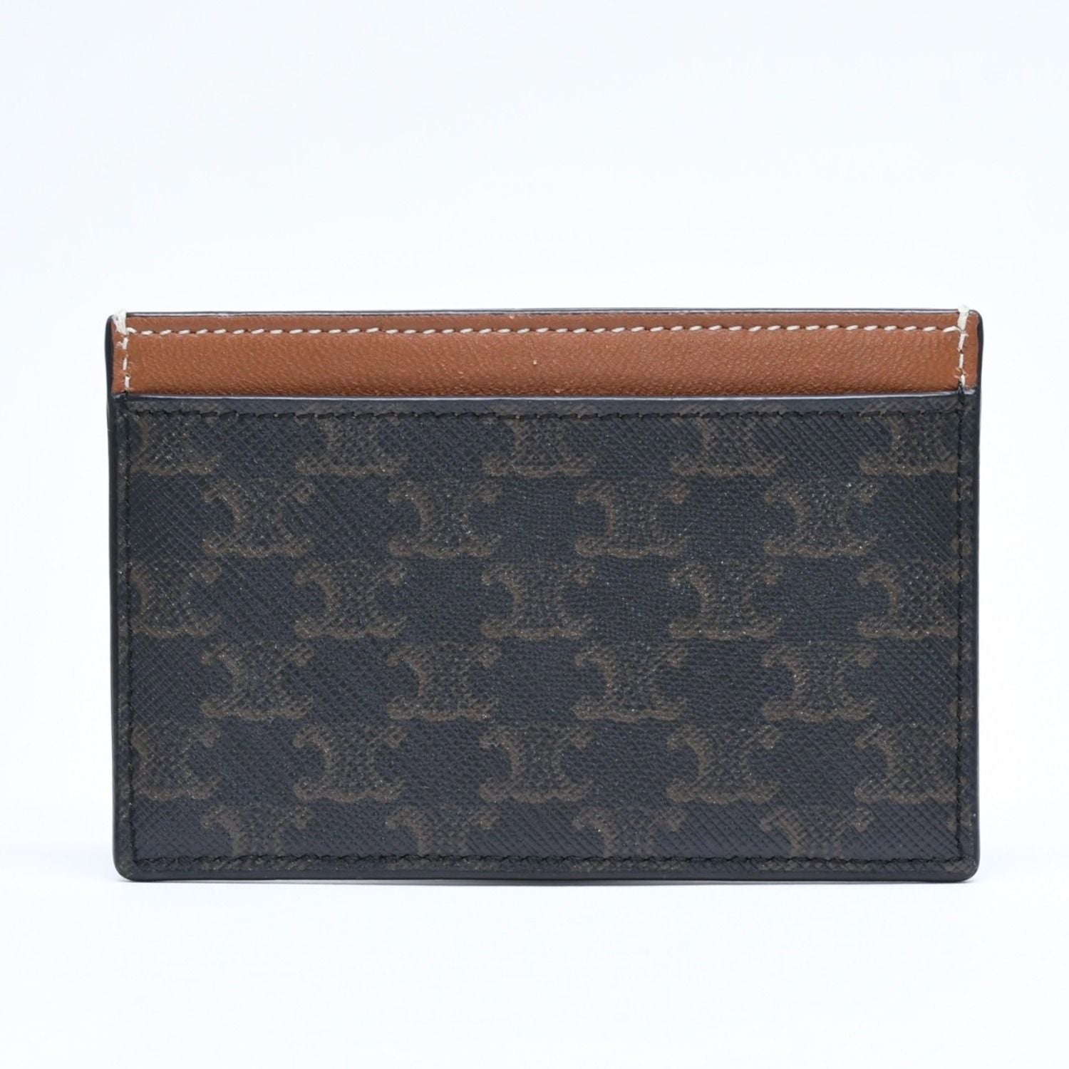 Celine Card Case Triomphe Canvas Brown Black — view 2