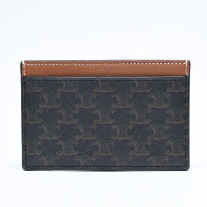 Celine Card Case Triomphe Canvas Brown Black — view 2