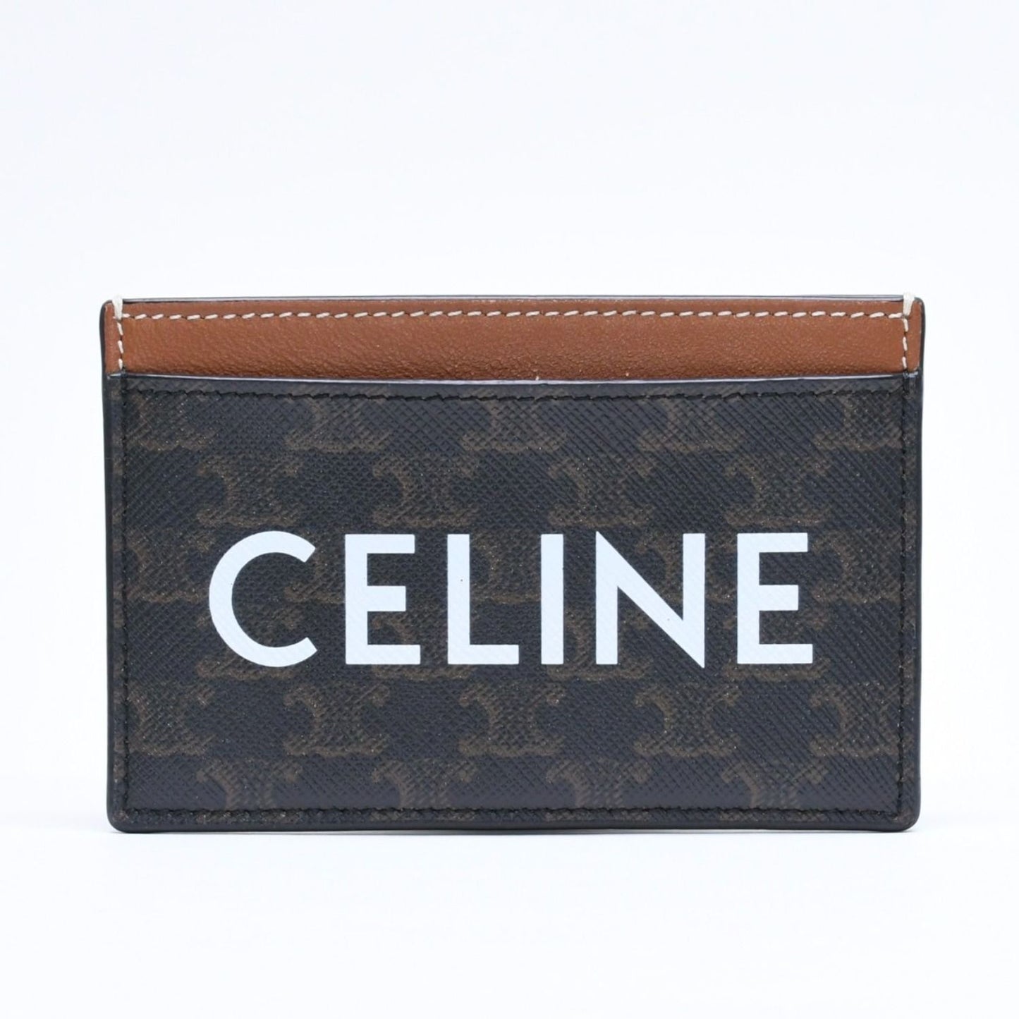 Celine Card Case Triomphe Canvas Brown Black