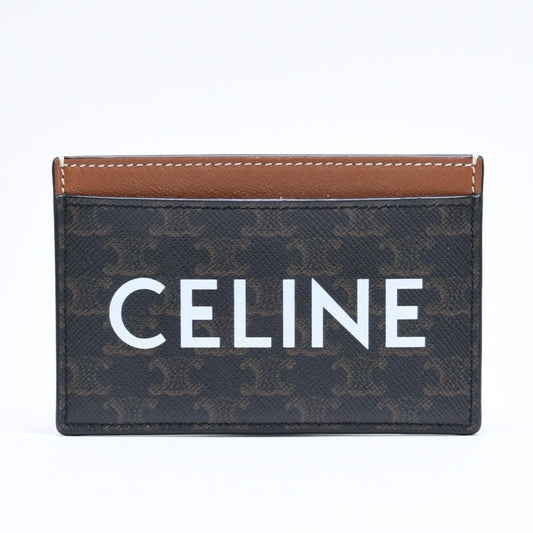 Celine Card Case Triomphe Canvas Brown Black