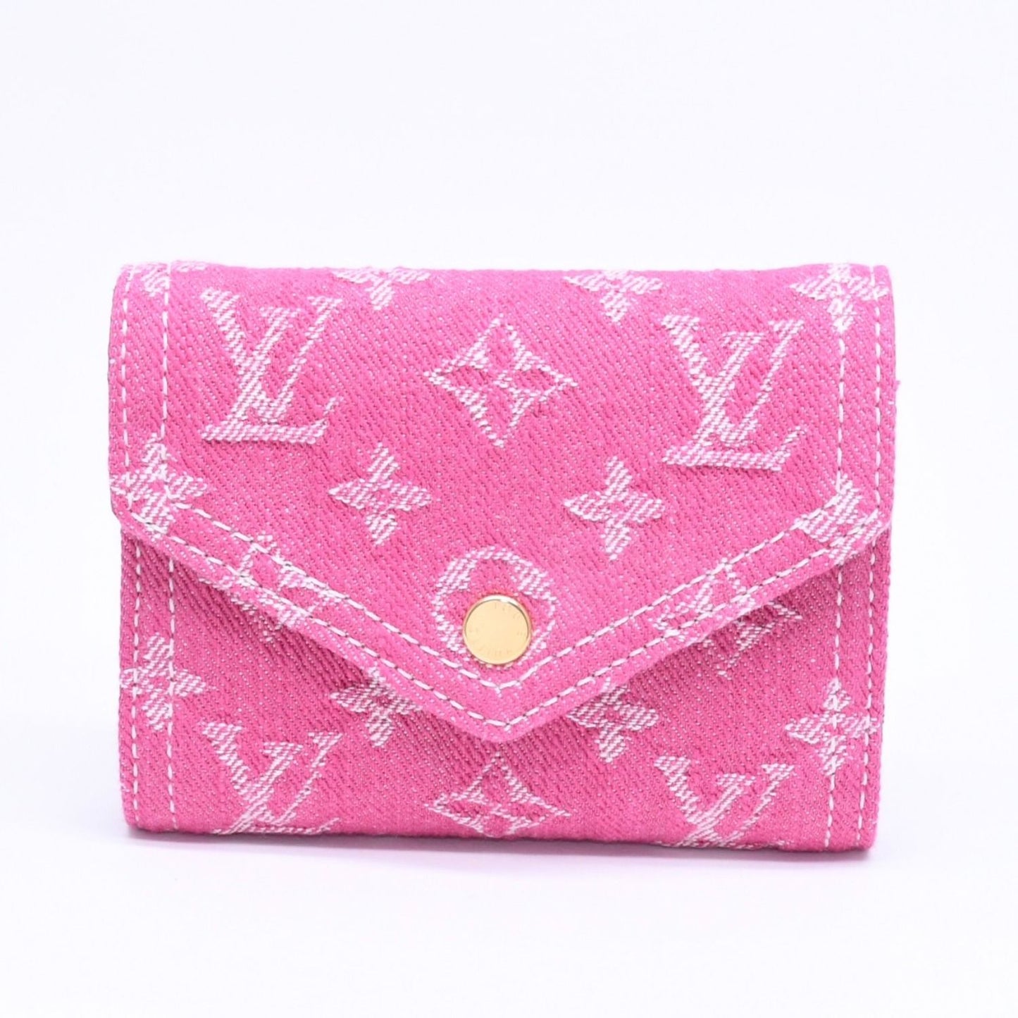 Louis Vuitton Portefeuille Victorine Trifold Wallet Monogram Denim Pink