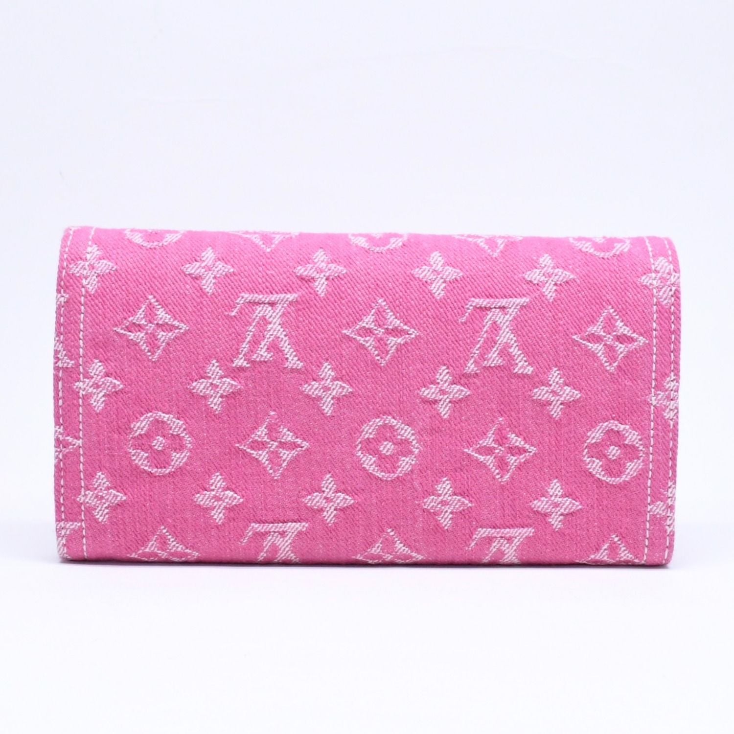 Louis Vuitton Monogram Jacquard Portefeuille Sarah Wallet Denim Fuchsia — view 2