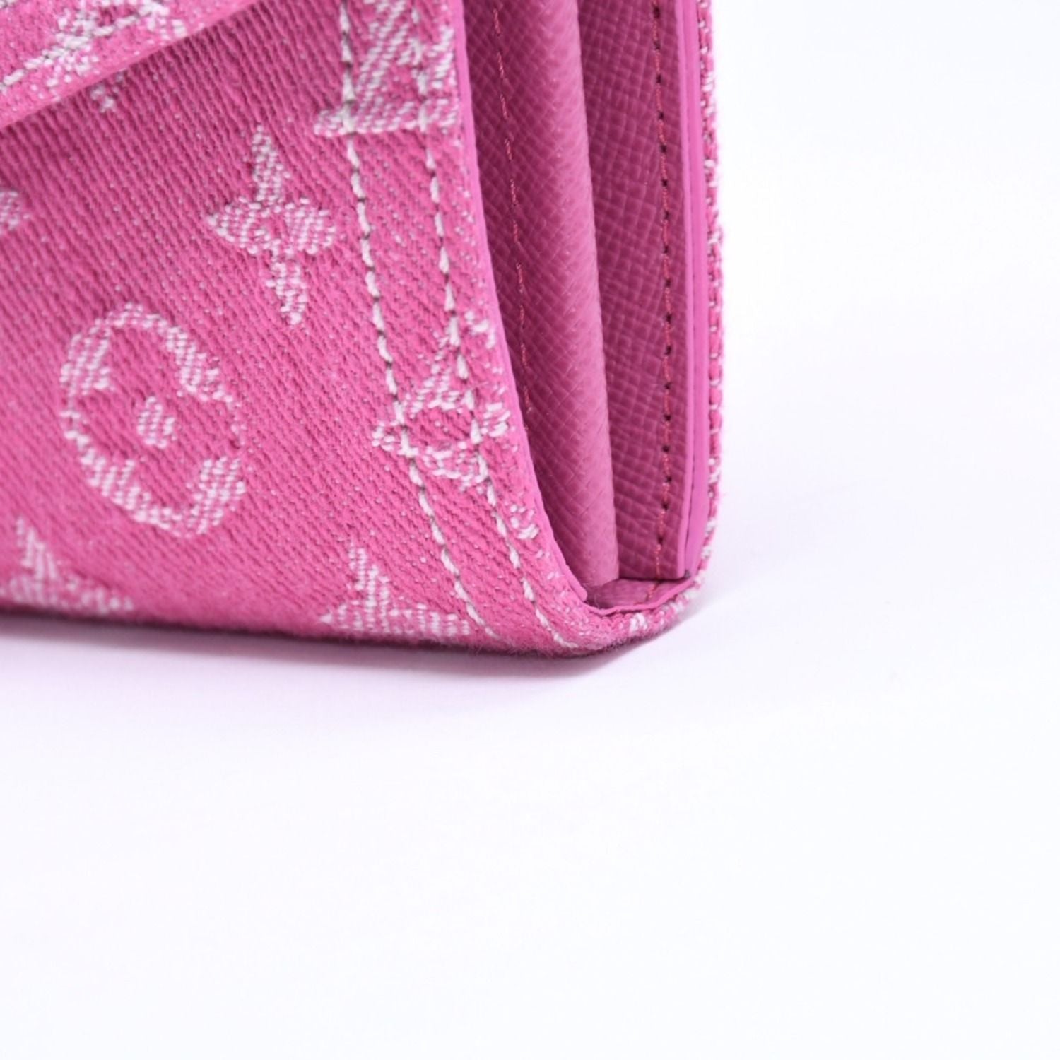 Louis Vuitton Monogram Jacquard Portefeuille Sarah Wallet Denim Fuchsia — view 6