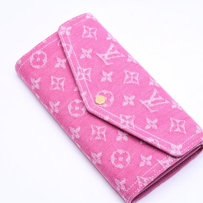 Louis Vuitton Monogram Jacquard Portefeuille Sarah Wallet Denim Fuchsia — view 3