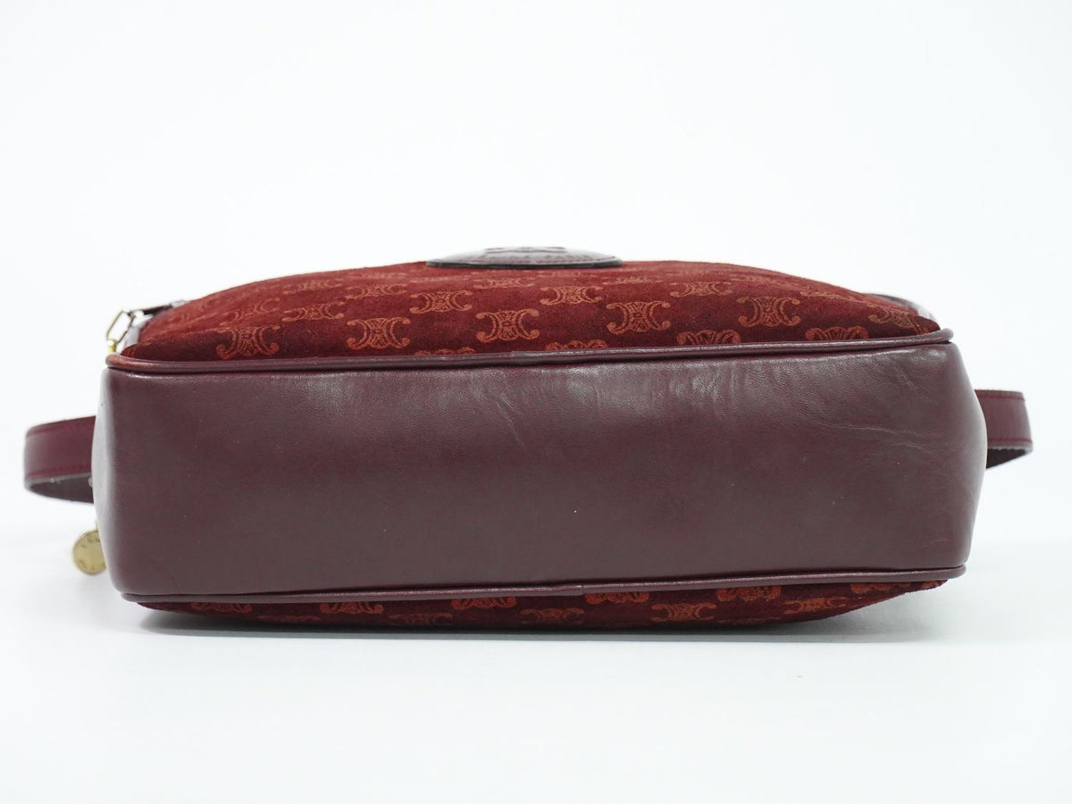 Celine Macadam Shoulder Bag Suede Leather Bordeaux — view 3