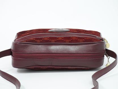 Celine Macadam Shoulder Bag Suede Leather Bordeaux — view 5