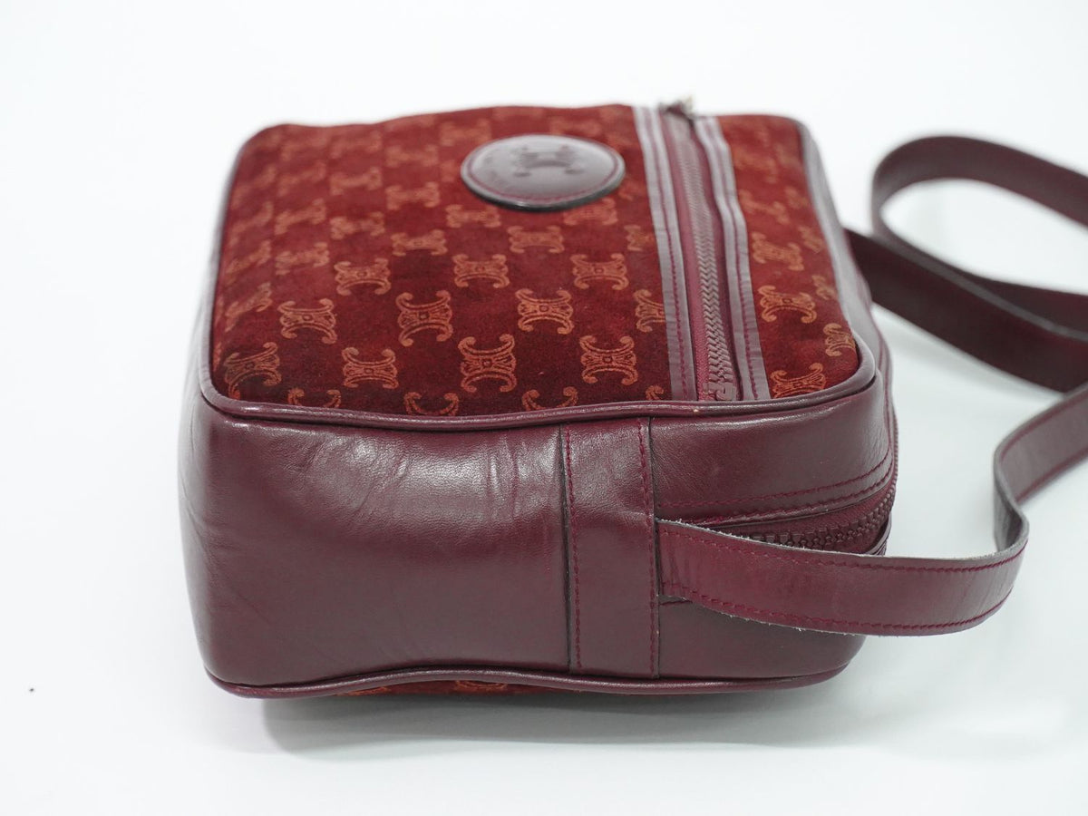 Celine Macadam Shoulder Bag Suede Leather Bordeaux — view 4